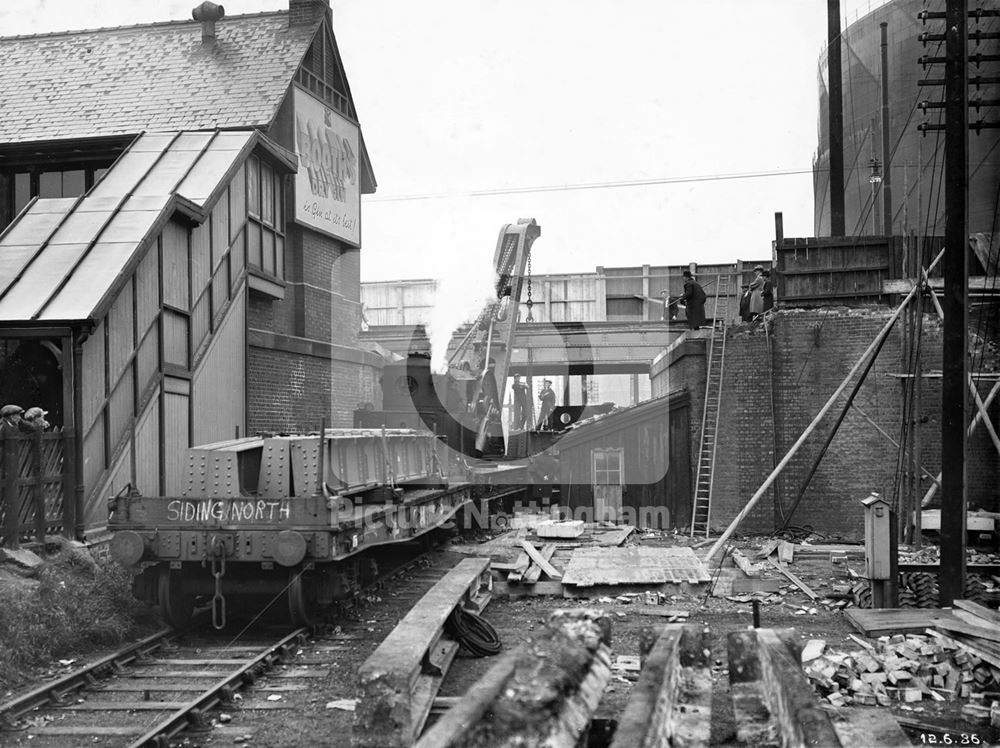 The LMS Railway Bridge during widening - Wollaton Road