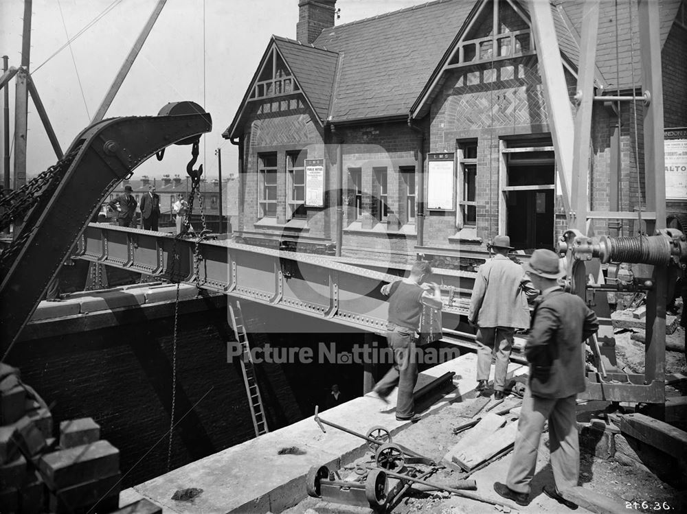 The LMS Railway Bridge during widening - Wollaton Road