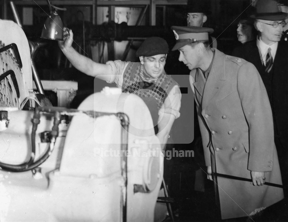 HM King George VI visits A A (Anti-Aircraft) Gun Factory, Nottingham, 1940