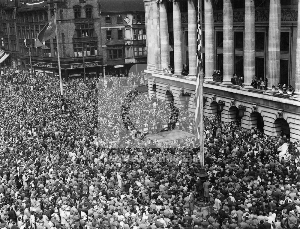 VE Day, Council House, Old Market Square, Nottingham, 1945