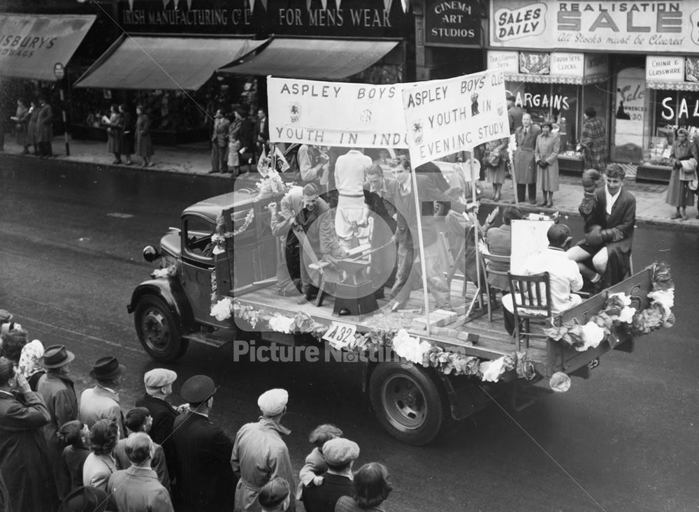 Youth organisations, coronation procession, Albert Street, Nottingham, 1953