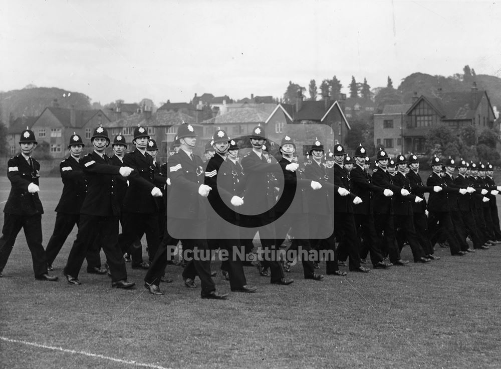 Police training for Coronation duty, Mansfield Road, Mapperley Park, 1953