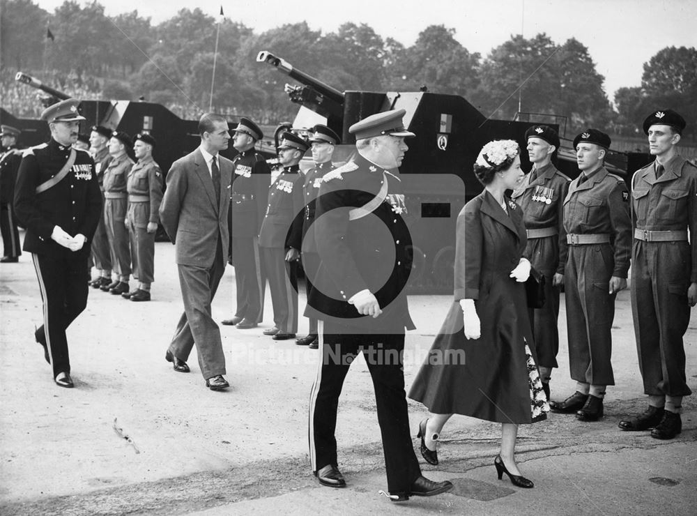 Royal visit, South Notts, Hussars on The Forest, 1955