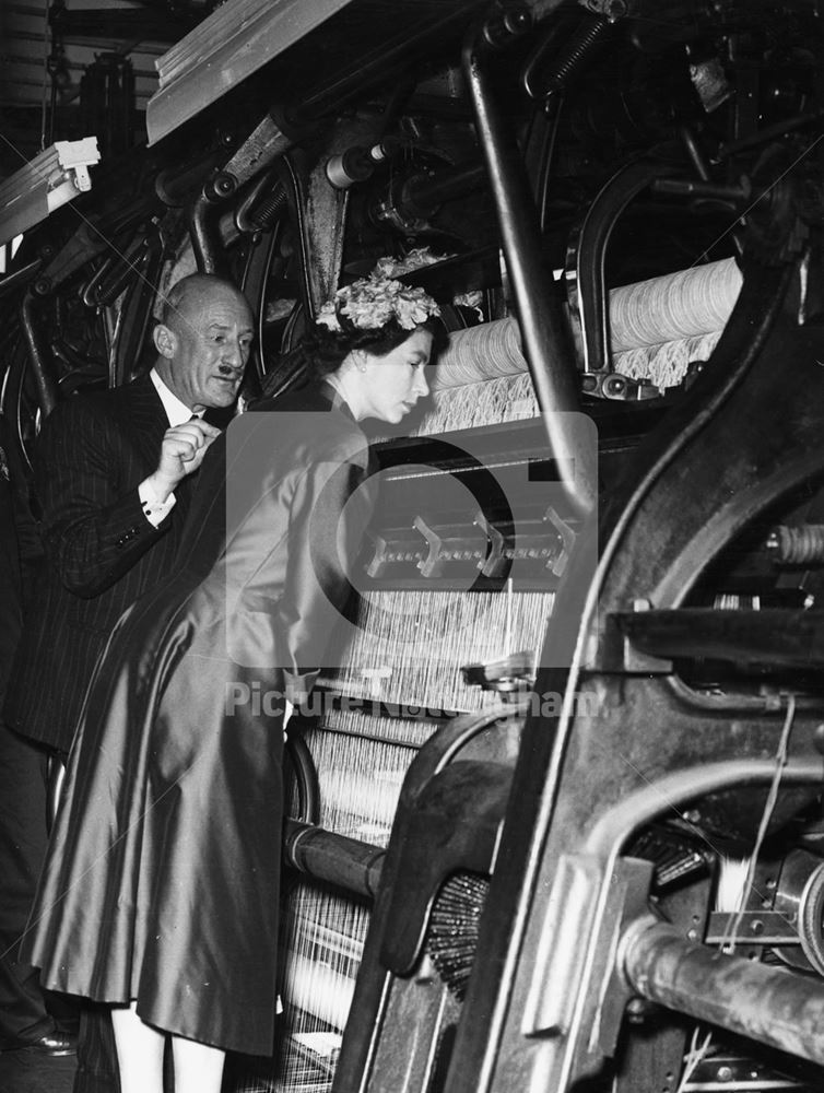 Royal visit, Burkin & Co. Ltd, Broadway, Stoney Street, Lace Market, 1955