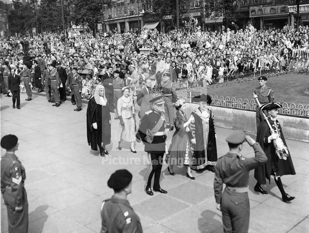 Royal visit, Council House, Old Market Square, 1955