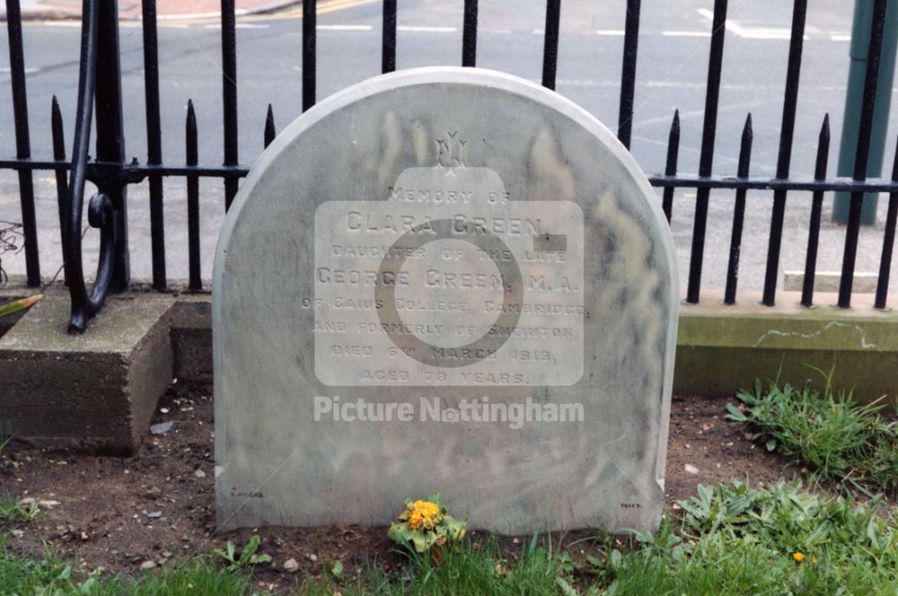 Green, Clara, grave in church cemetery, Mansfield Road, 1993?