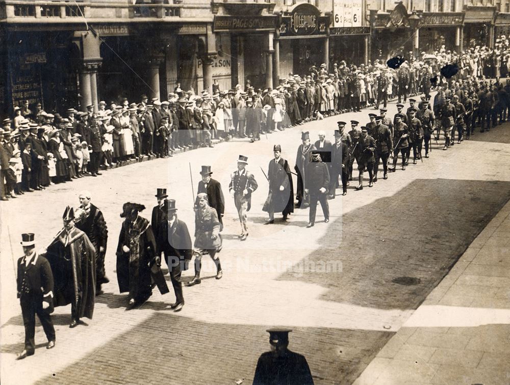 Albert Ball Memorial Service, Long Row - Smithy Row, Nottingham, 1917