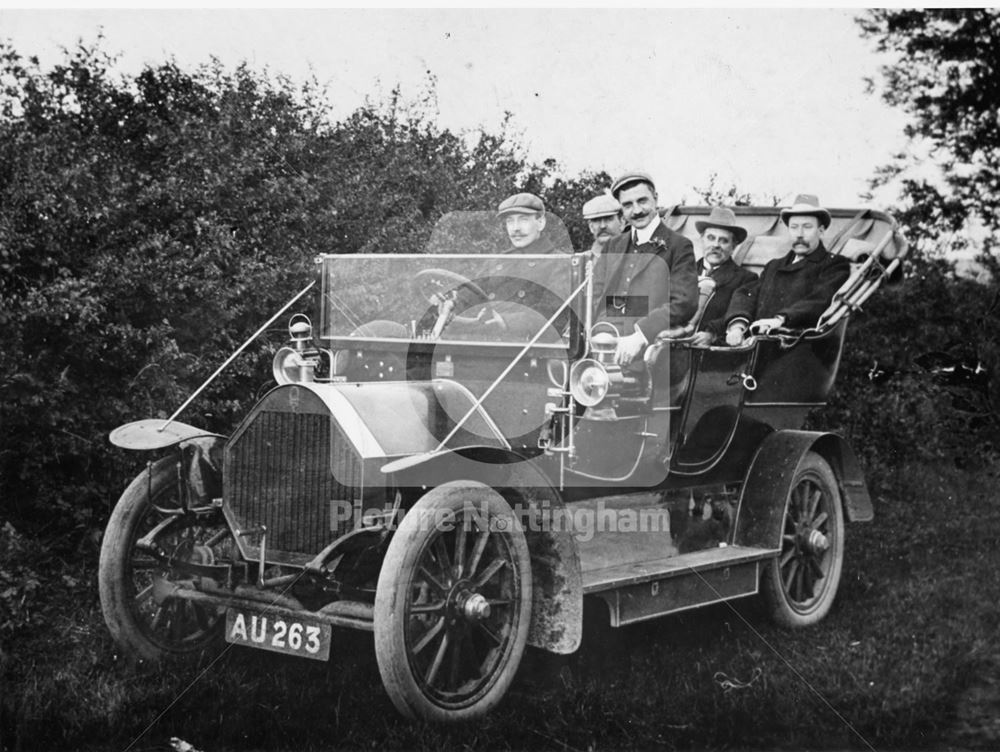 Humber car C W Campion at the wheel of a Humber Car, Nottingham, c1908