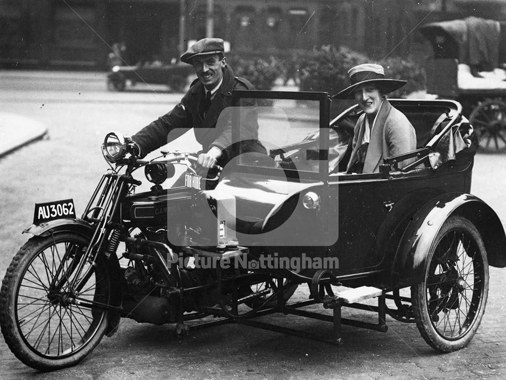 Campion motor cycle taxi, Trinity Square, 1932