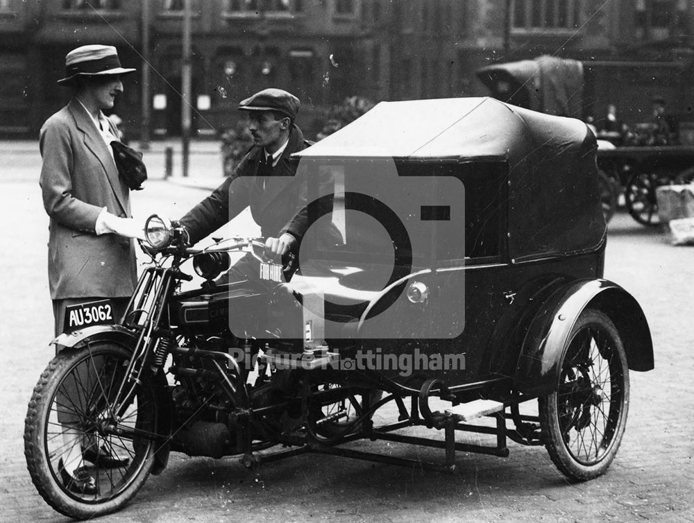 Campion motor cycle taxi, Trinity Square, 1932