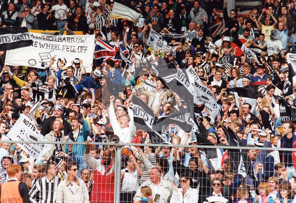 Nottinghamshire County Football supporters, Meadow Lane, Nottingham, 1991