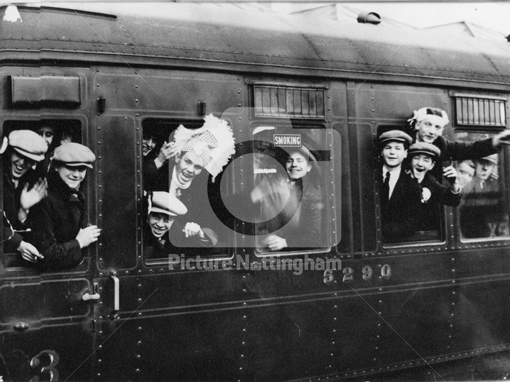 Football Supporters, Train Station, Notitngham, 1931