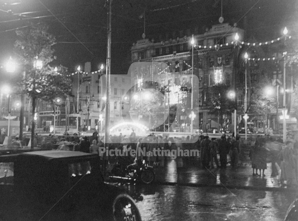 1937 Coronation, illuminations, Old Market Square, 1937