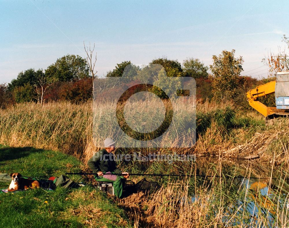 Fishing near Cotgrave Bridge (no12), also shows machine for clearing vegetation