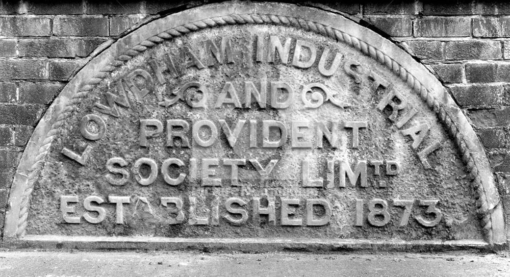 Co-operative Society Fascia Stone, Main Street, Lowdham, 1978