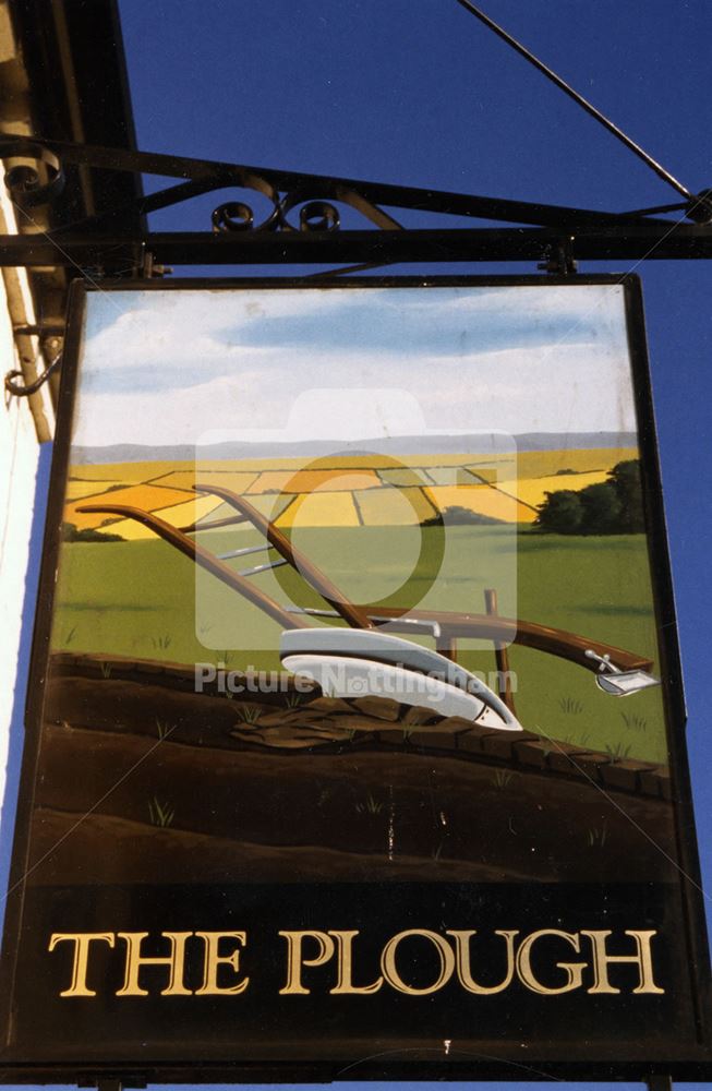 Inn sign of the Plough Public House, Main Street, Norwell, 1997