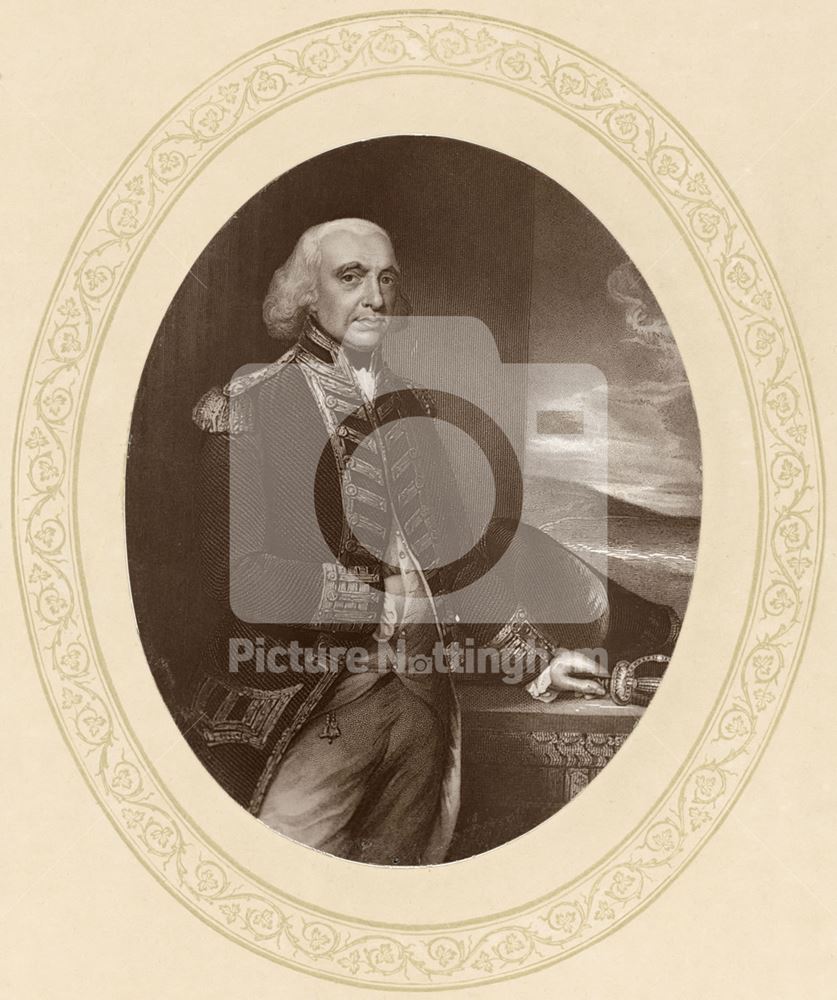 Richard Howe, Ist Earl and Admiral - engraving from 'Lodge's Portraits', Langar, 1780s-90s