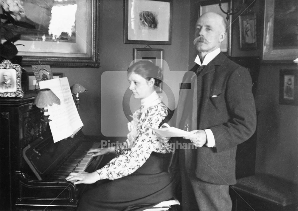 John Lambert and Daughter, Mabel (?), in Ellesmere House ?, Nottingham, c 1900s