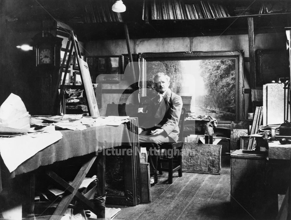 Artist Arthur Lowe in his studio, Kinoulton, c 1930s