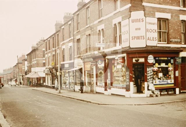 Denman Street with Garfield Road Junction, Radford, Nottingham, 1966