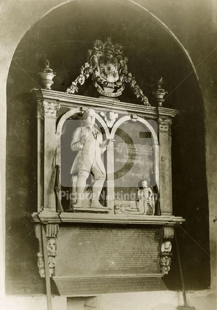 Thomas Parkyn's Monument, St Mary's Church, Bunny, c 1920s