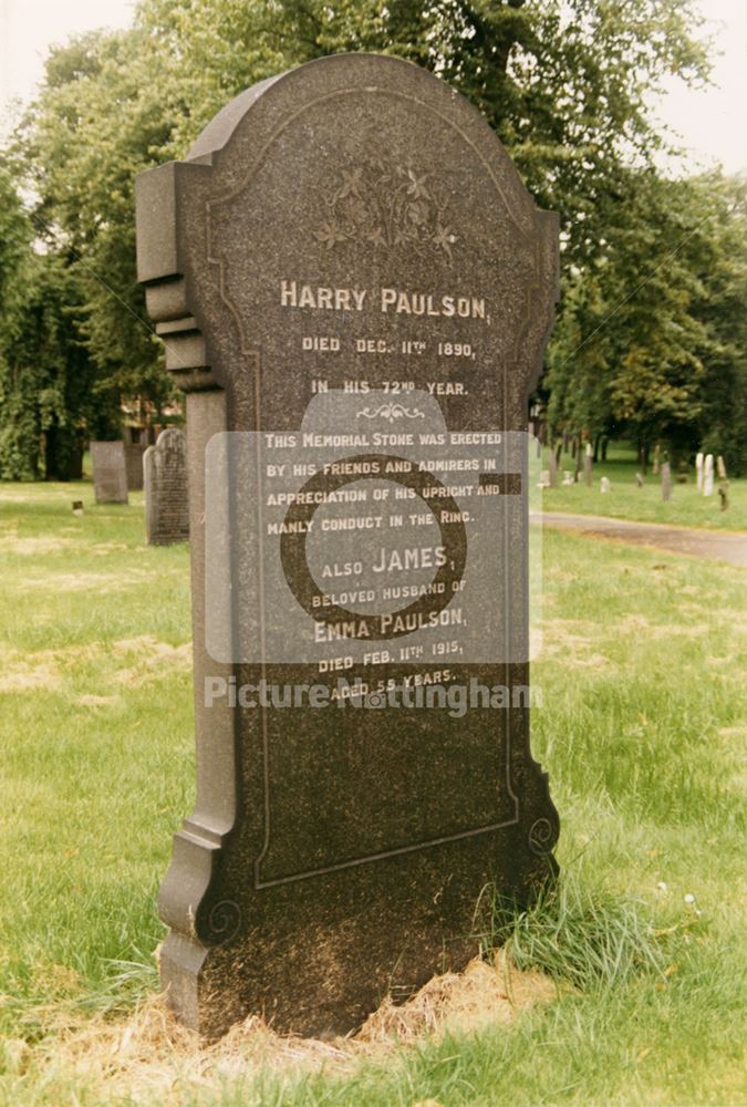 Harry Paulson's gravestone, General Cemetery, Waverley Street, Nottingham, c 1987