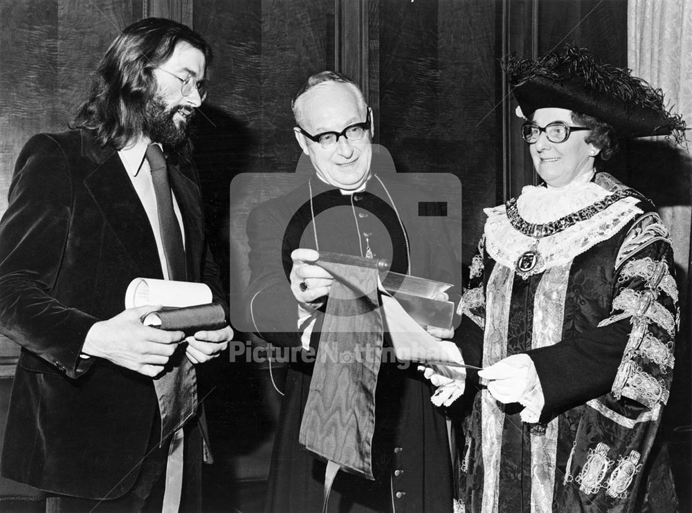 Doug Scott, mountaineer, presented with the freedom of the city by Lord Mayor Ivy Matthews and Bisho