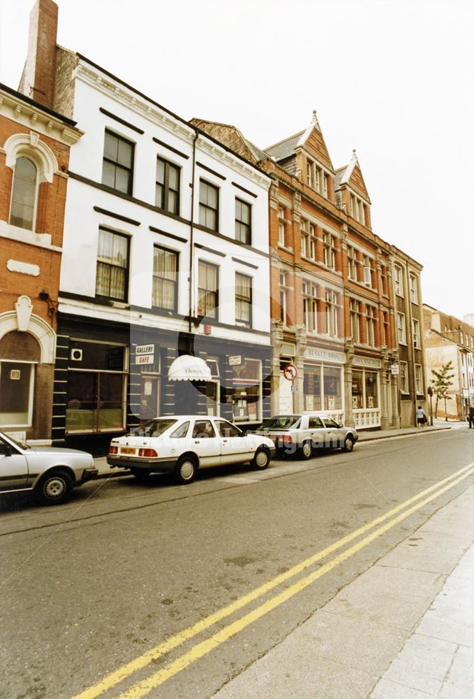 Broad Street looking north west from 'Gallery Cafe', on the right is Old Lenton Street.