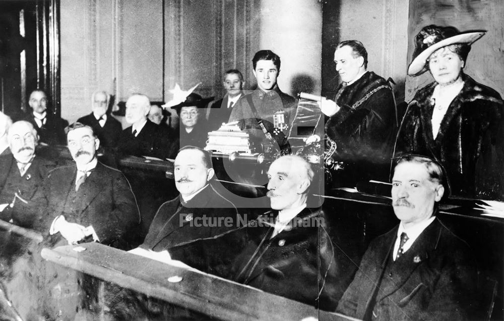 Albert Ball receiving Freedom of Nottingham Award, 1917