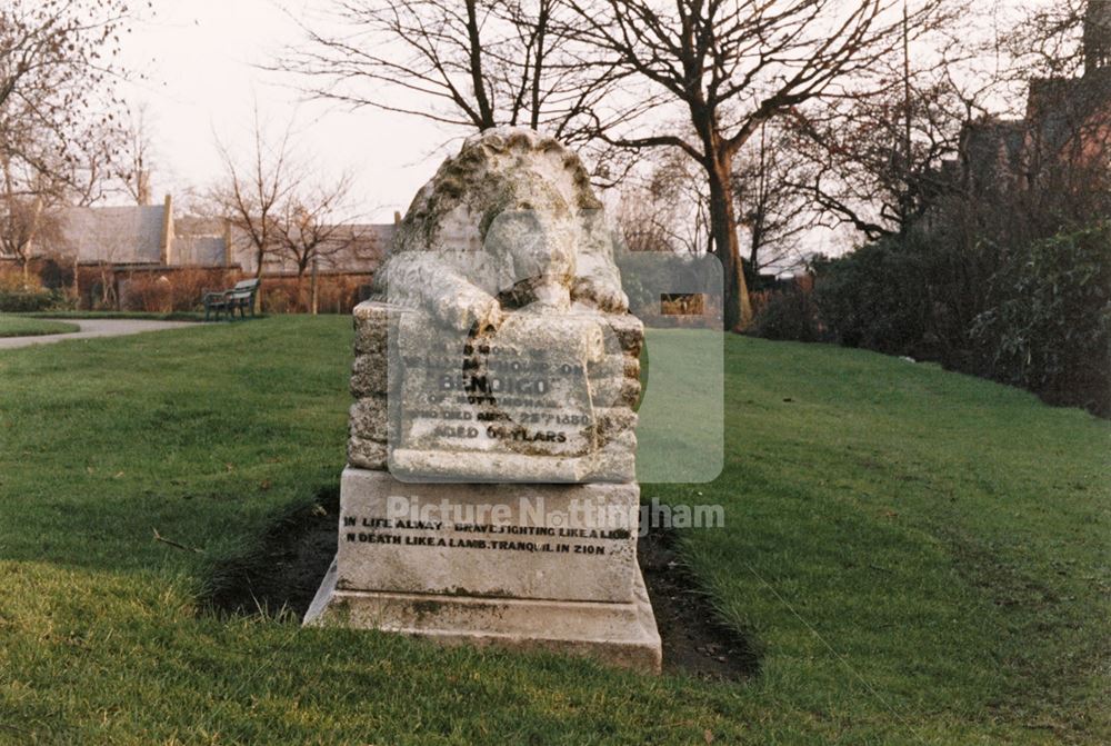 Grave of William Thompson (Bendigo), St Mary's Burial Ground, Nottingham, 1987