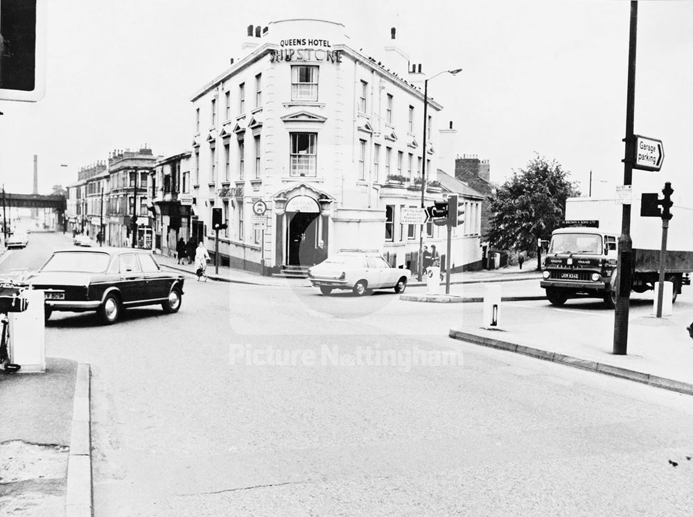 Arkwright Street, looking south, showing the Queen's Head Hotel