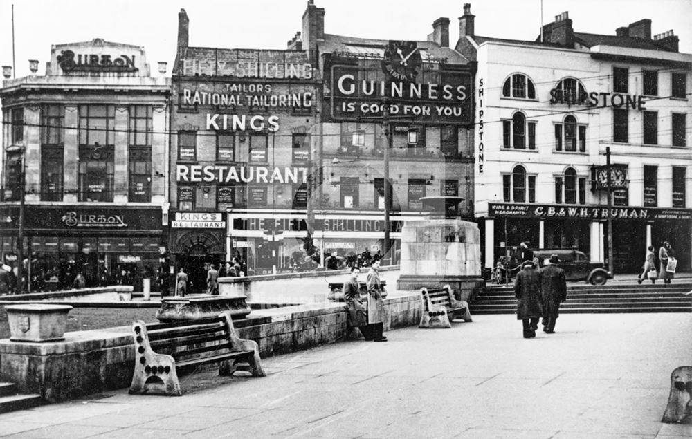 Beastmarket Hill and Old Market Square, Nottingham, 1950s