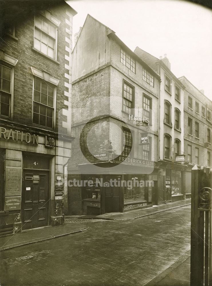 Frederick G Lloyd's Coffee House and Bridlesmith Gate west side.