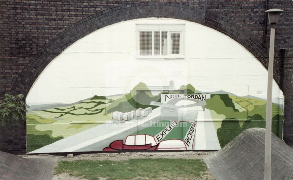 Murals in the brickwork arches of the Weekday Cross Junction viaduct