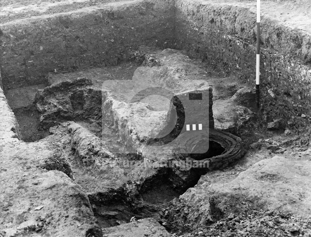 Iron furnace, Castle Hill Excavations, Thurgarton, 1954