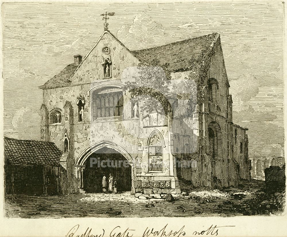 Priory Gatehouse, Cheapside, Worksop, c 1830