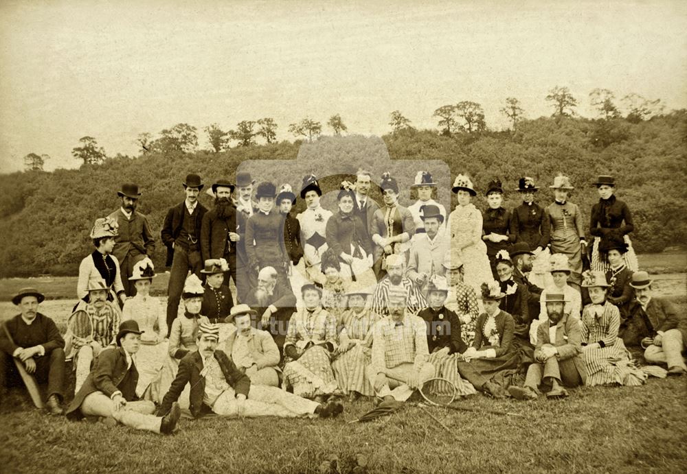 Social group on picnic at Hazelford, 1886