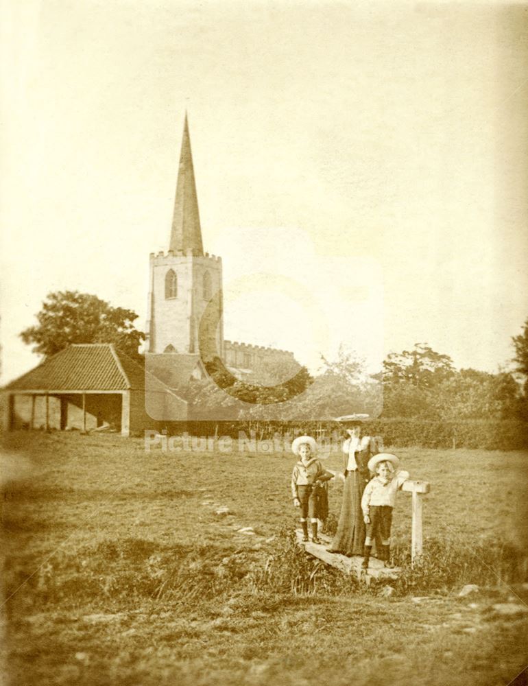 Attenborough Church, Farm Building and Bridge, c 1905