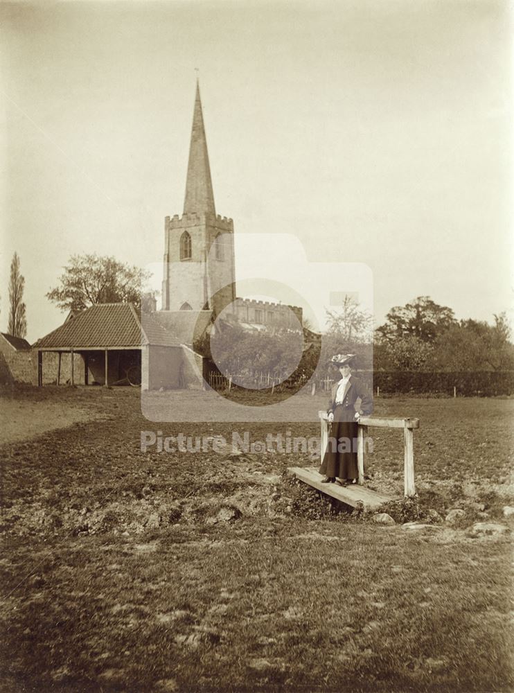 Attenborough Church, Farm Building and Bridge, c 1905