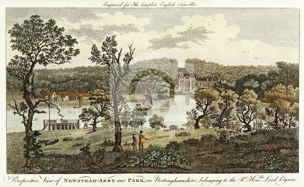 West aspect of Newstead Abbey and Upper Lake, 1772