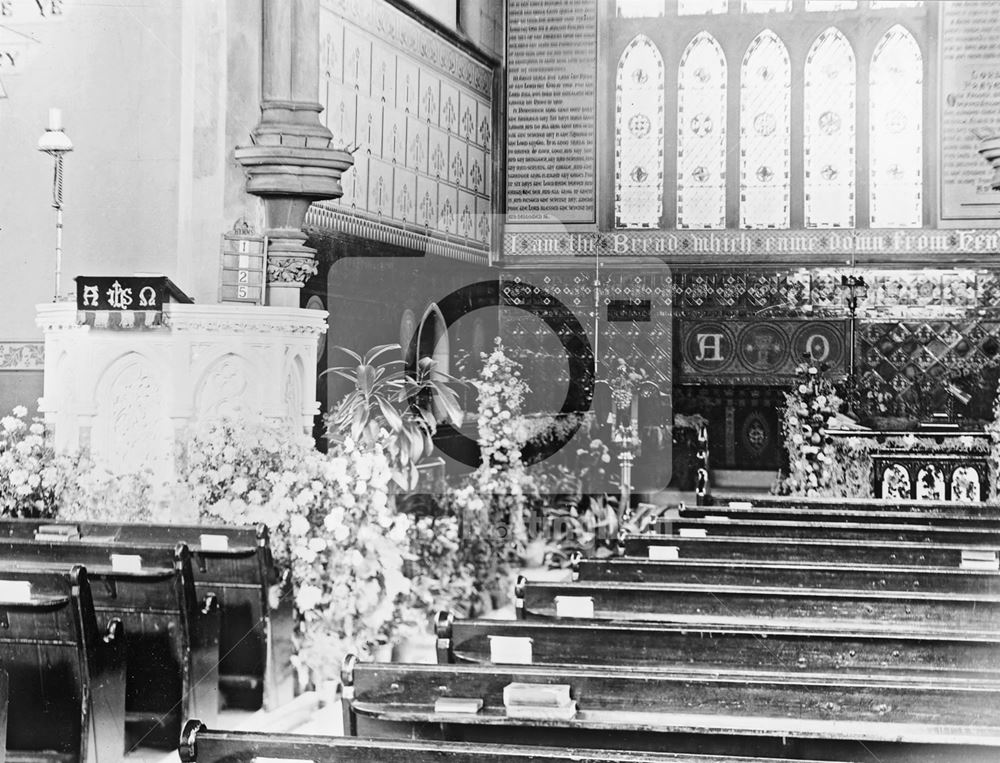 St Mark's Church interior, Huntingdon Street, Nottingham, c 1898