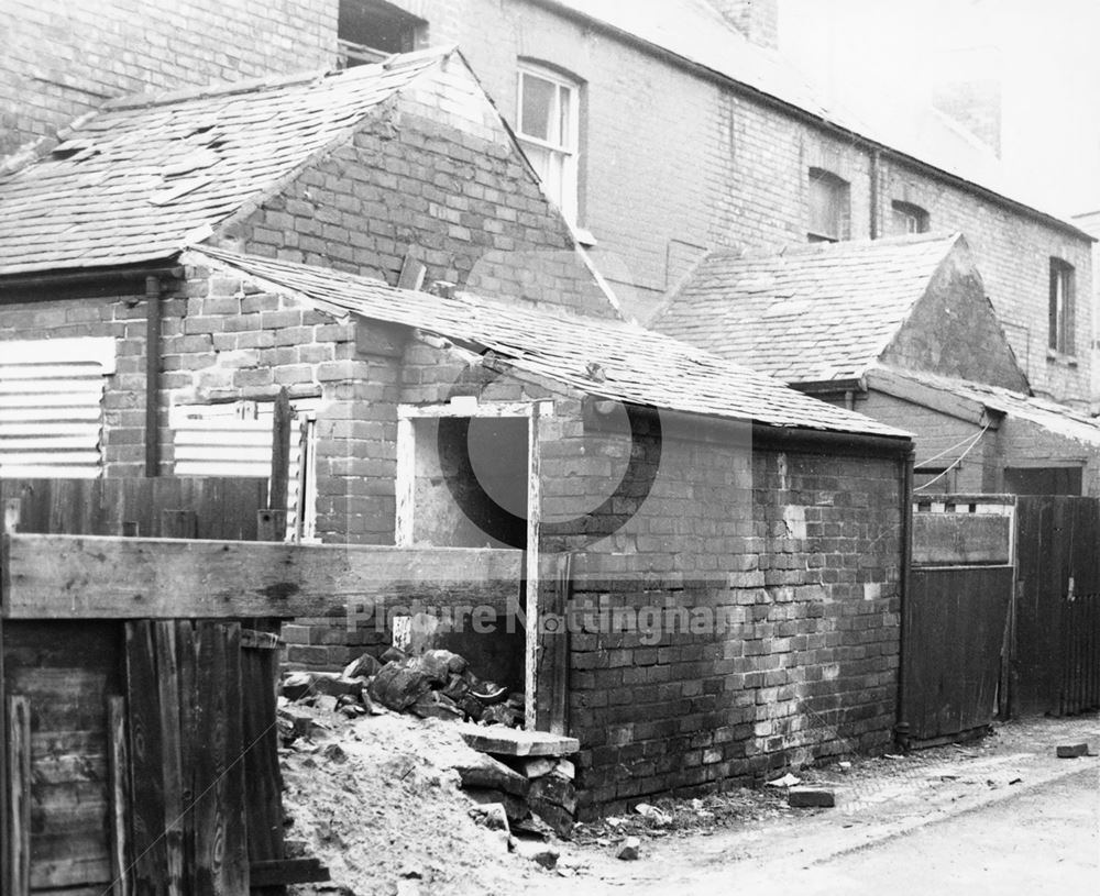 Rear of Atlas Street prior to demolition, Meadows, 1972