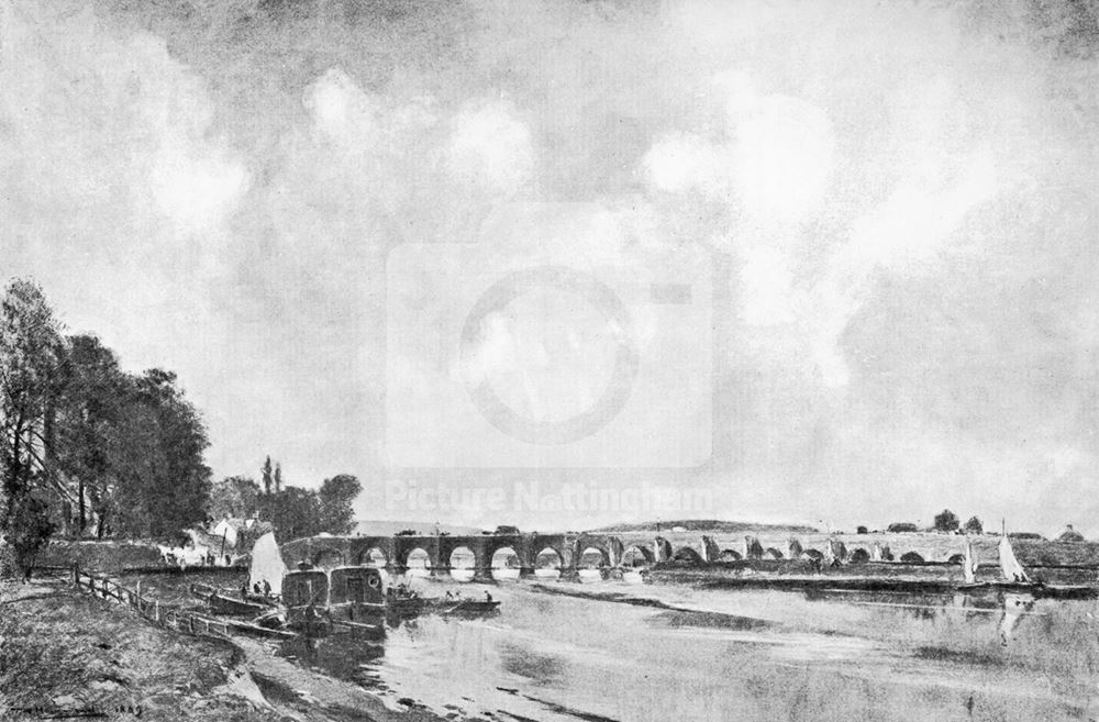 Old Trent Bridge, full length, west side, Meadows, Nottingham, 1869