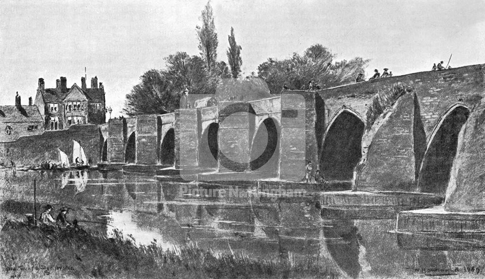 Old Trent Bridge, west side, Meadows, Nottingham, 1870