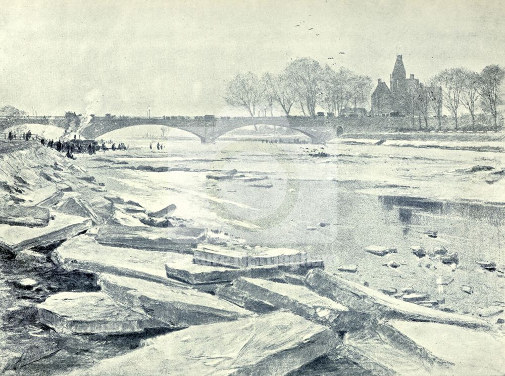 The River Trent during the Great Frost, Meadows, Nottingham, 1896