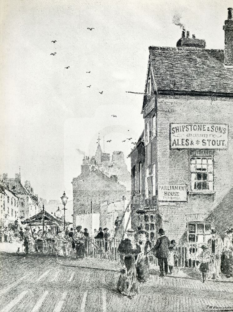 Corner of Market Street and Parliament Street, Nottingham, 1890