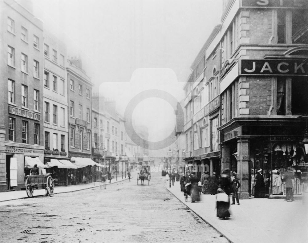 Cheapside/Poultry from Exchange Walk, Nottingham, c 1877