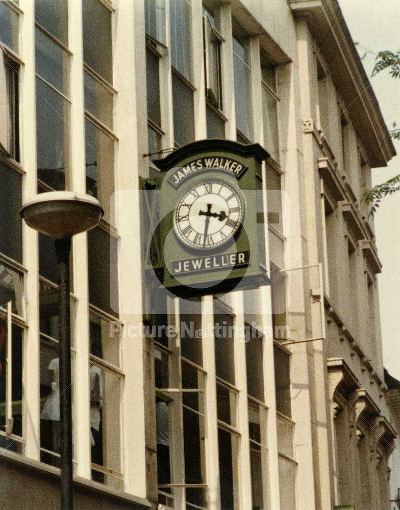 James Walker clock, Clumber Street, Nottingham, 1980s