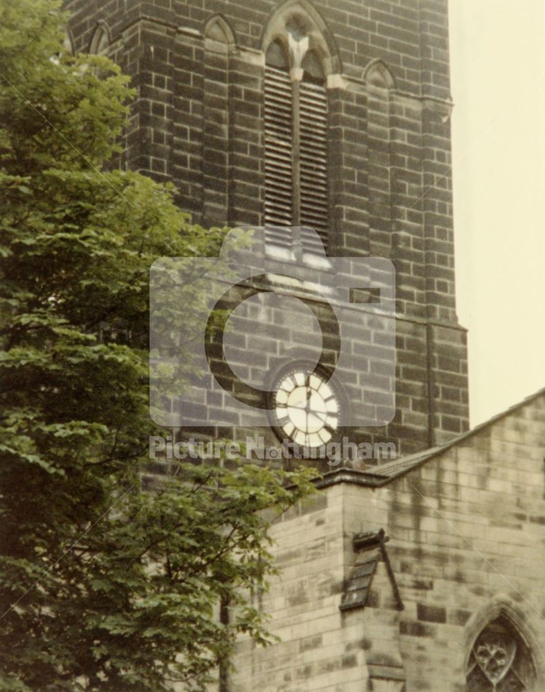 St Stephen's Church clock, Dale Street, Sneinton, Nottingham, 1980s