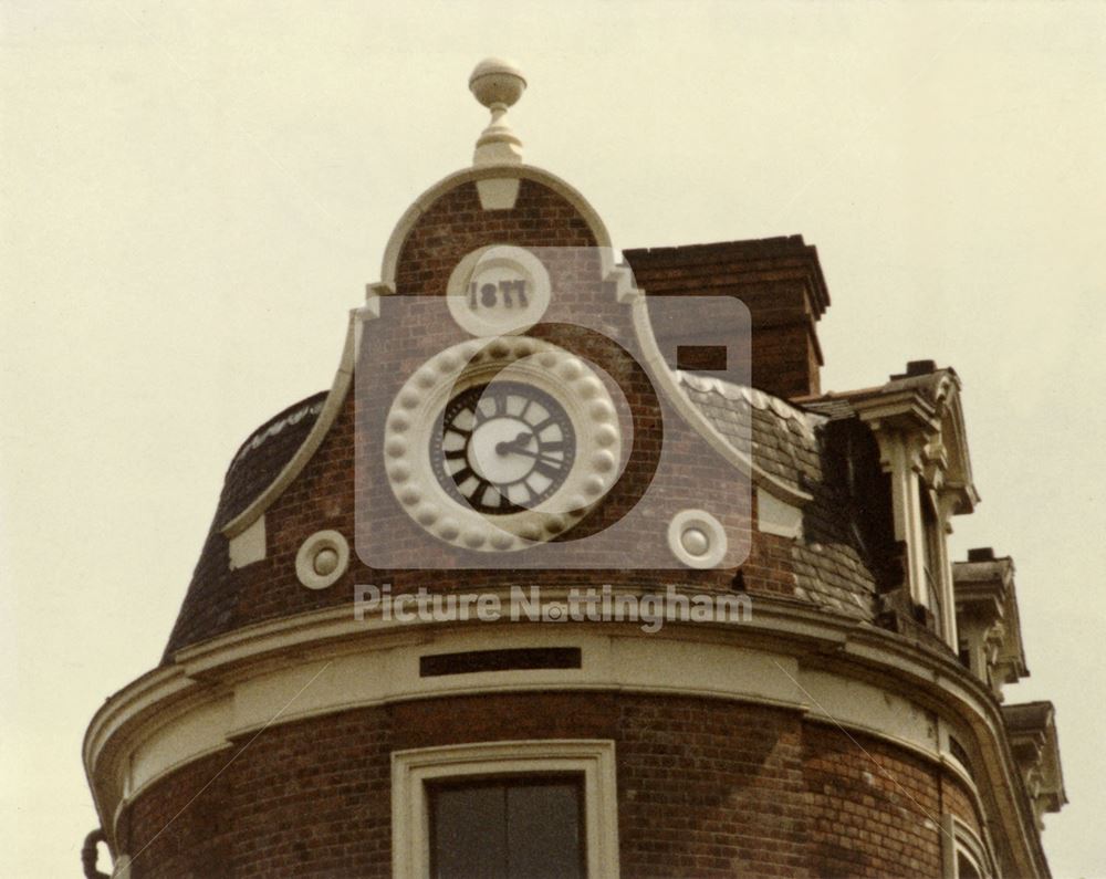 Ben Bowers clock, Derby Road, Canning Circus, Nottingham, 1980s